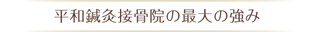平和鍼灸接骨院の最大の強み